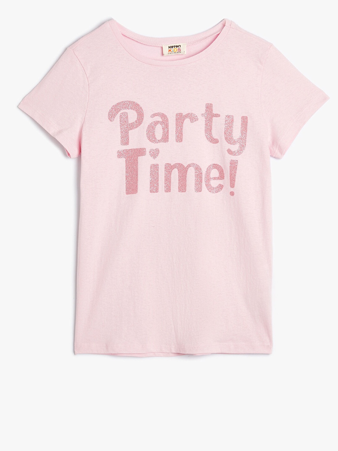 

Koton Girls Typography Printed Round Neck Short Sleeves Cotton T-shirt, Pink