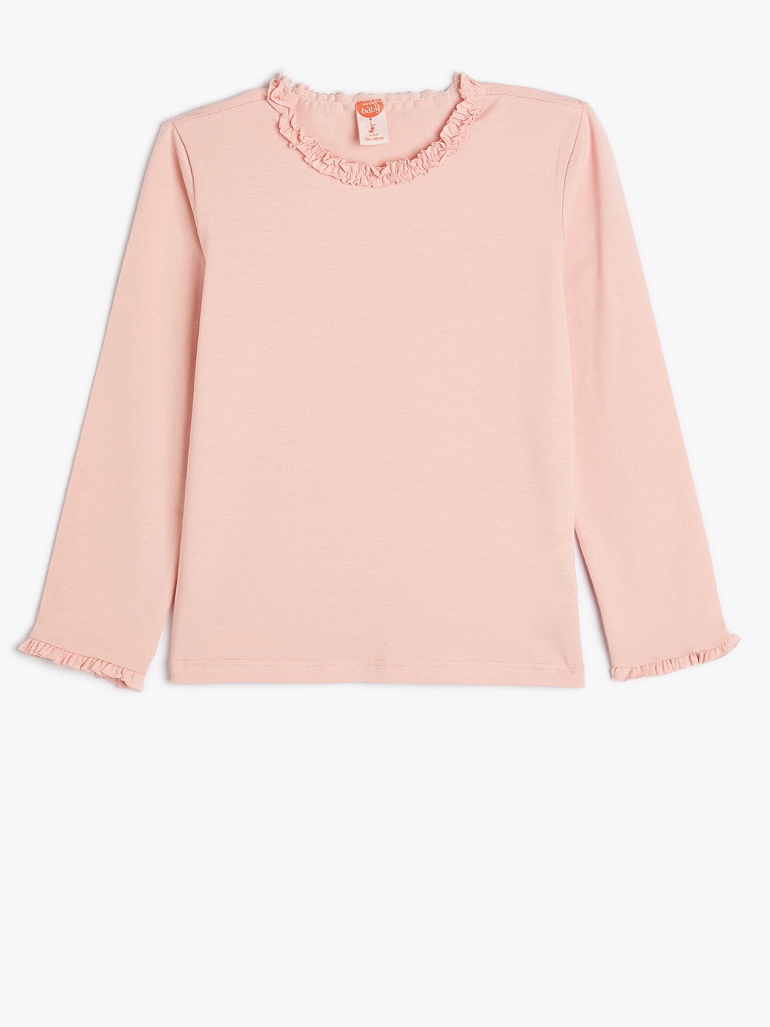 

Koton Girls Round Neck Long Sleeves Cotton T-shirt, Pink