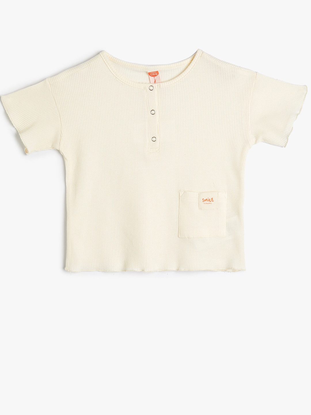 

Koton Girls Henley Neck Pure Cotton T-shirt, Beige