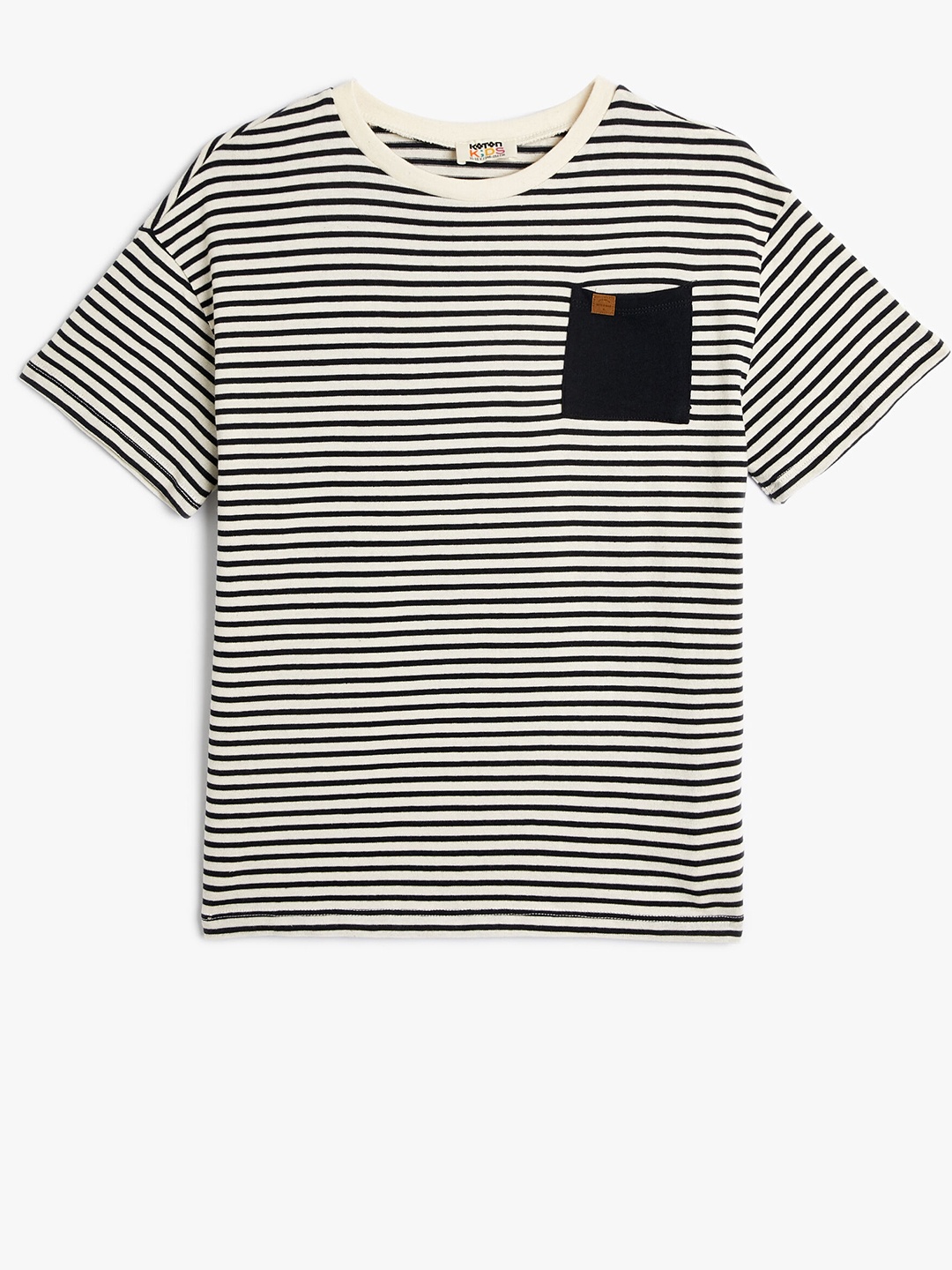 

Koton Boys Striped Cotton Round Neck Knitted T-shirt, Navy blue
