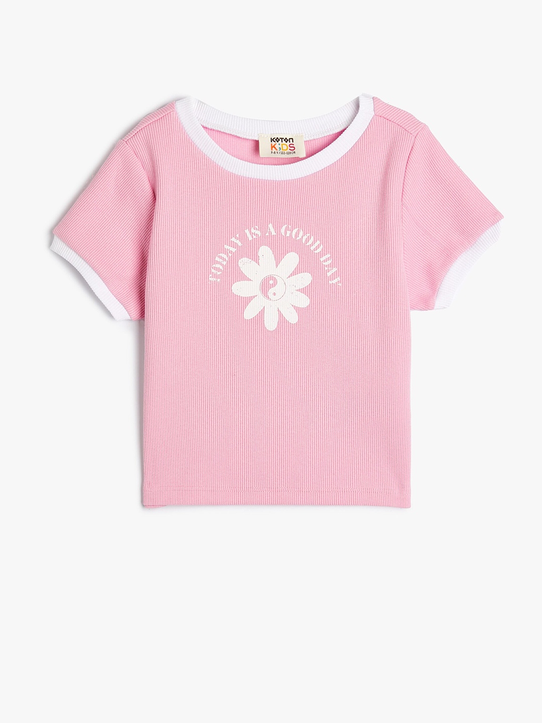 

Koton Girls Floral Printed Round Neck T-shirt, Pink