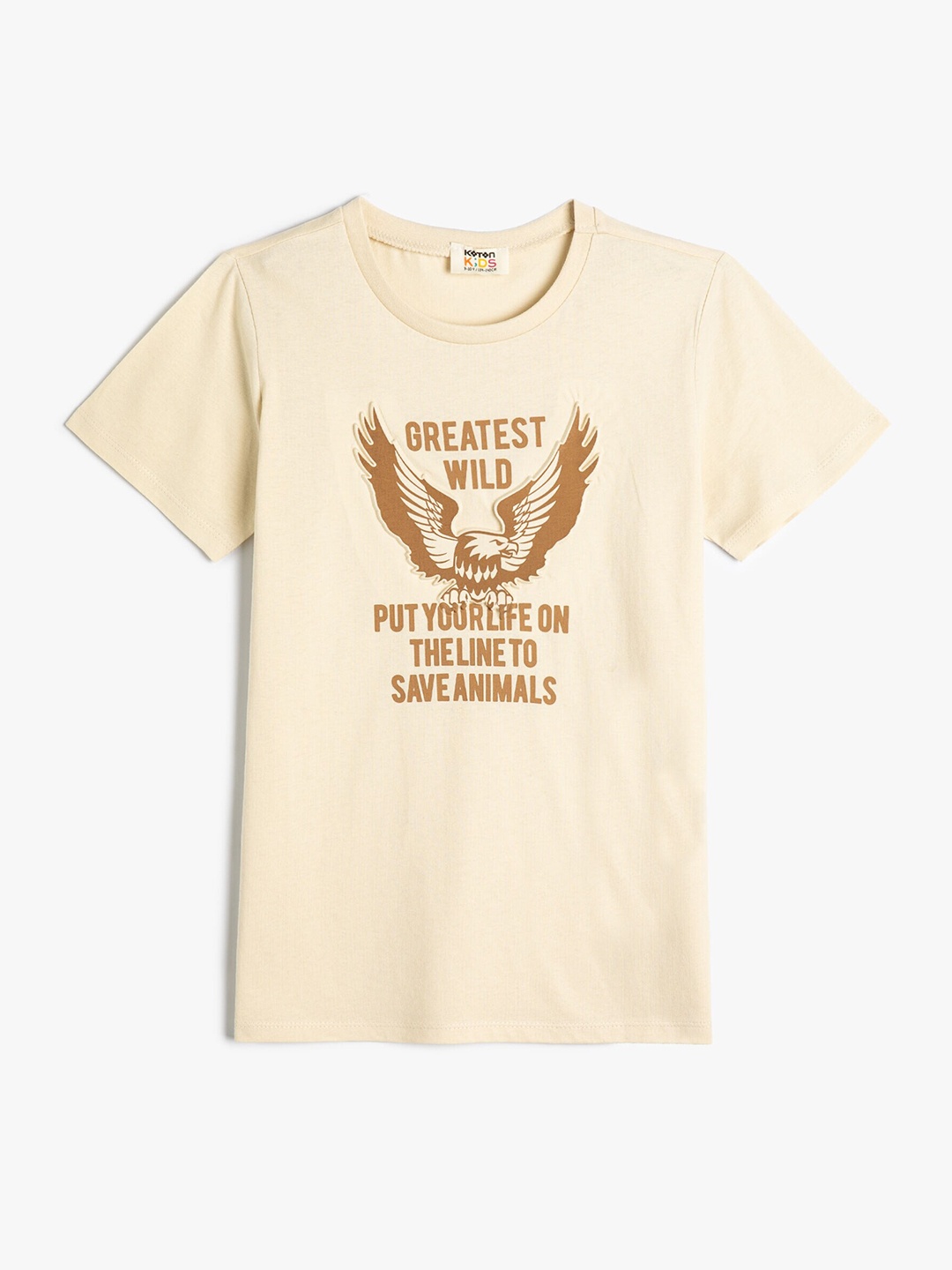 

Koton Boys Typography Printed Cotton T-shirt, Beige
