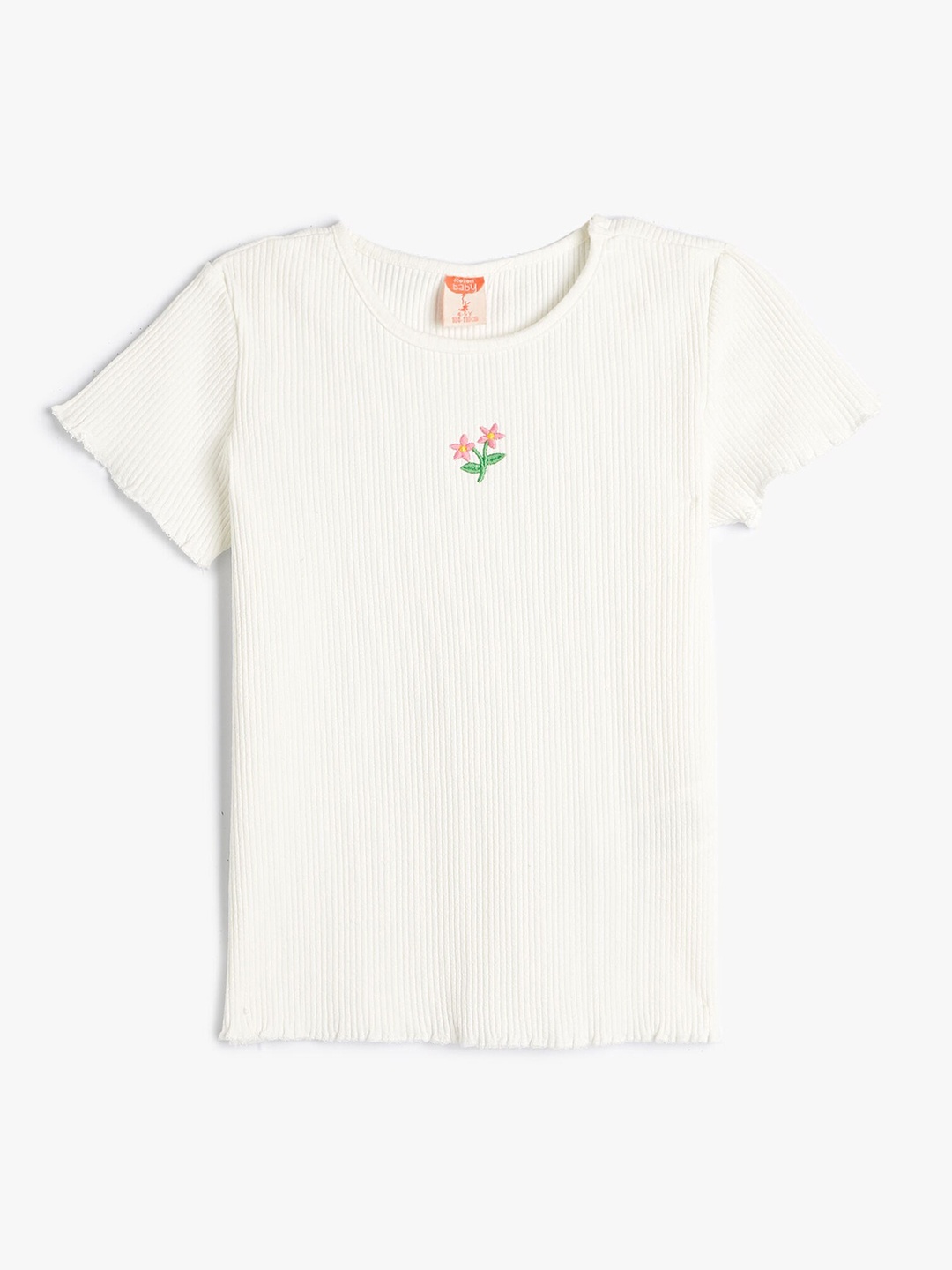 

Koton Girls Round Neck Embroidered T-shirt, Beige