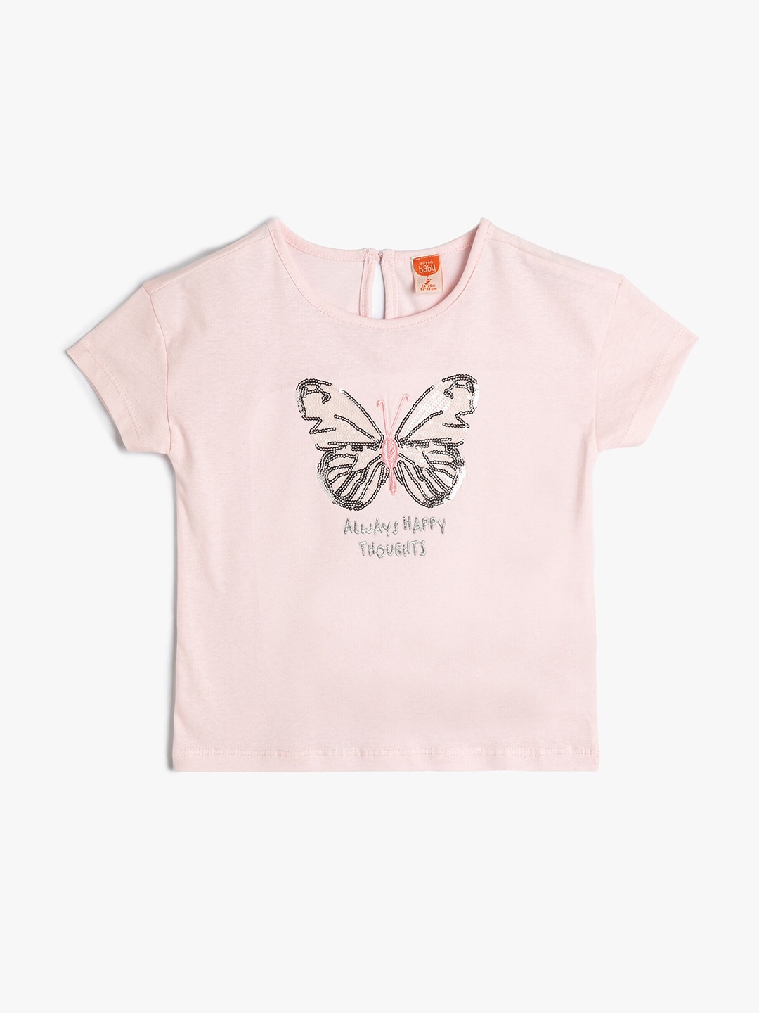 

Koton Girls Typography Printed Round Neck Short Sleeves Cotton T-shirt, Pink