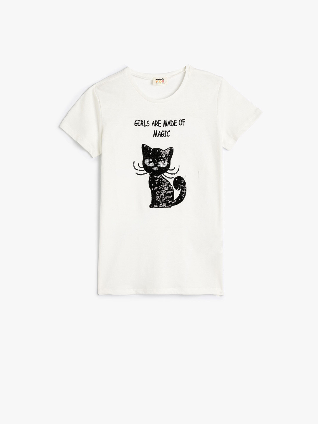 

Koton Girls Typography Printed Cotton T-shirt, Beige
