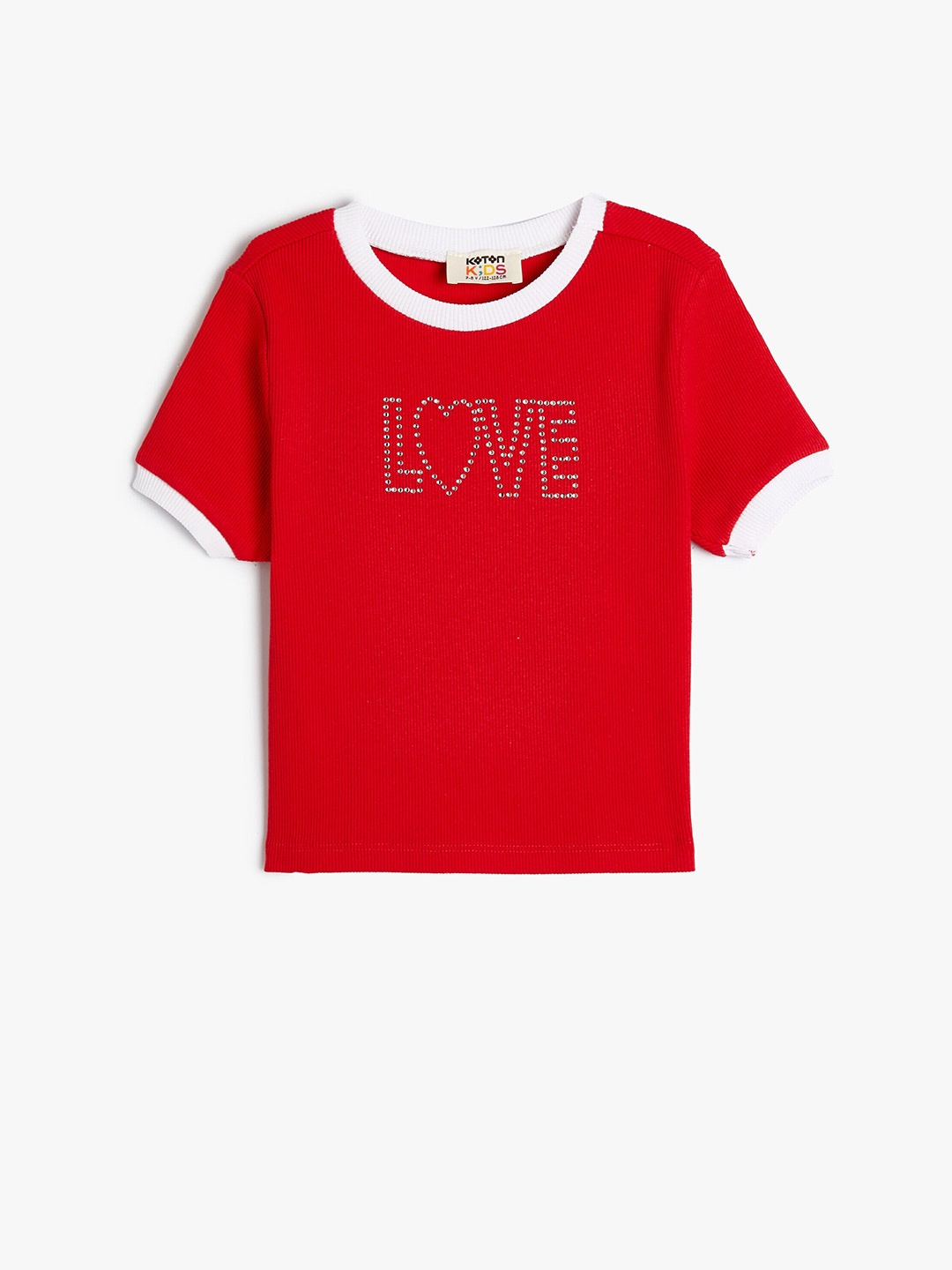 

Koton Girls Typography Printed Short Sleeves T-shirt, Red