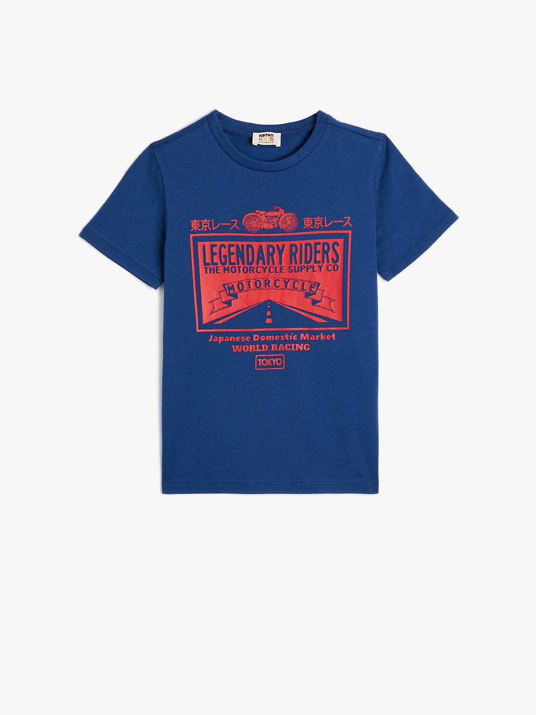 

Koton Boys Typography Printed Pure Cotton T-Shirt, Navy blue