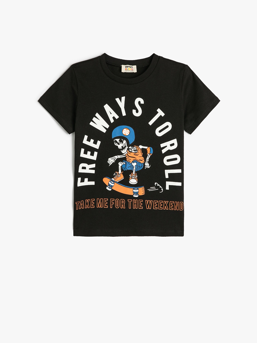 

Koton Boys Typography Pure Cotton T-shirt, Black