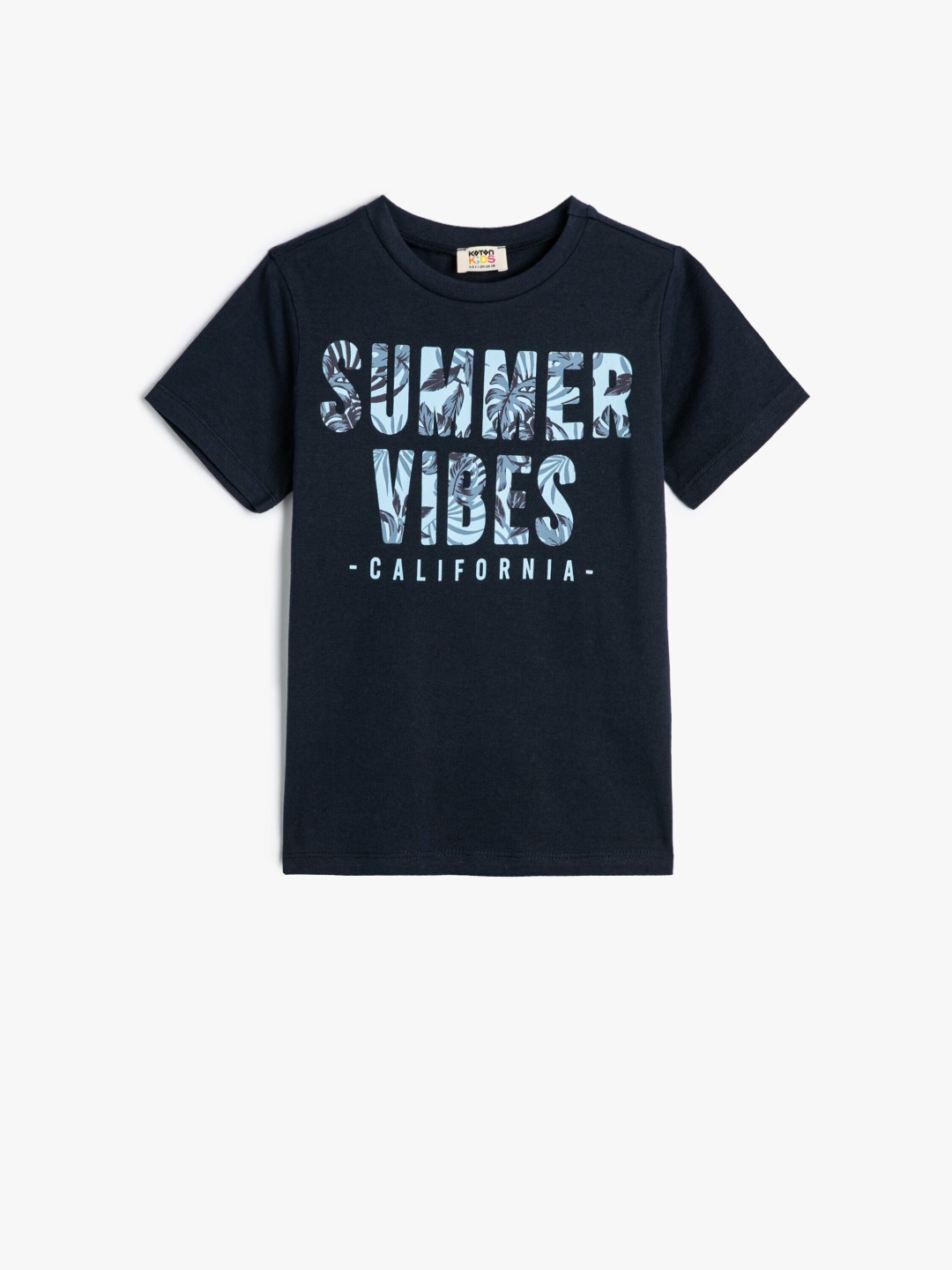 Koton Boys Typography Printed Cotton T-shirt, Blue