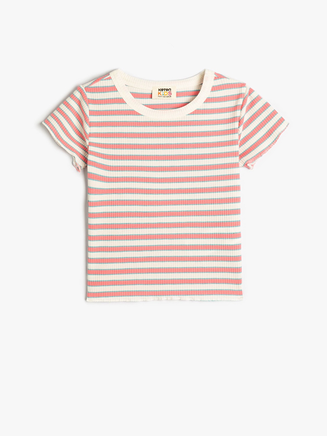 

Koton Girls Striped Round Neck T-shirt, Pink