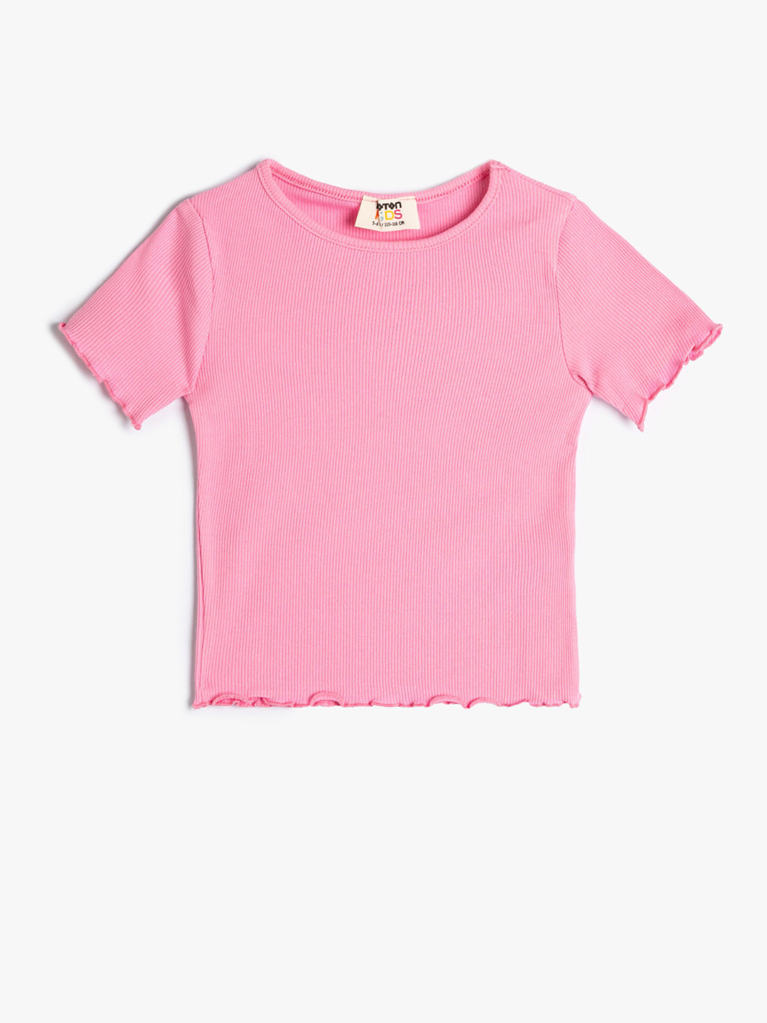

Koton Girls Cotton Round Neck Short Sleeves Casual T-shirt, Pink