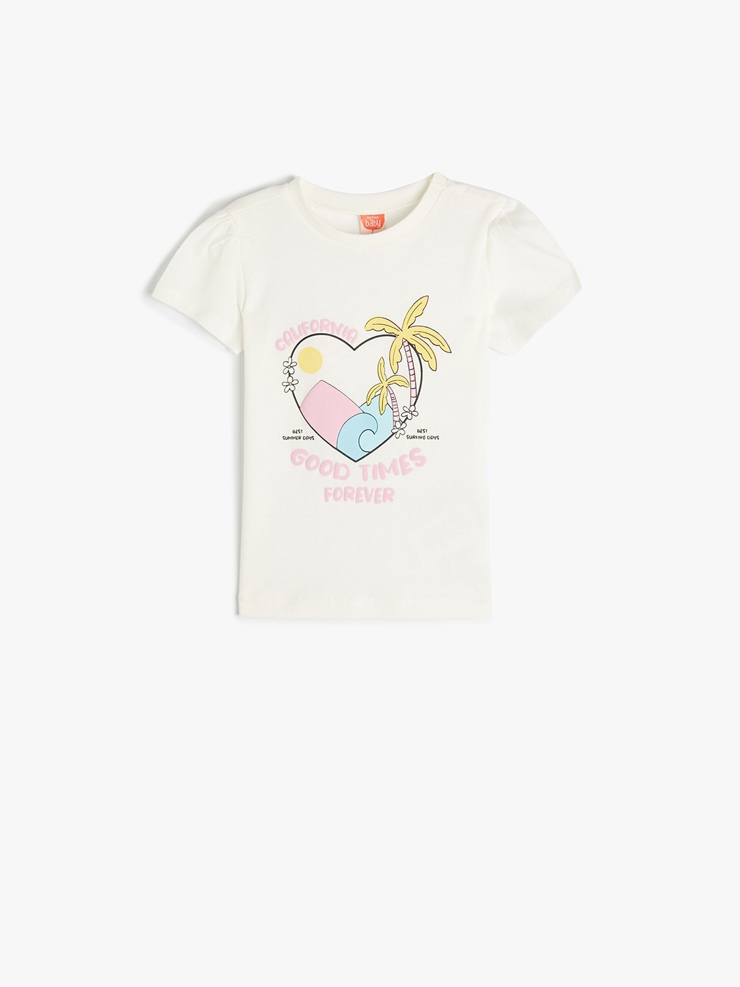

Koton Girls Graphic Printed Pure Cotton T-shirt, Beige