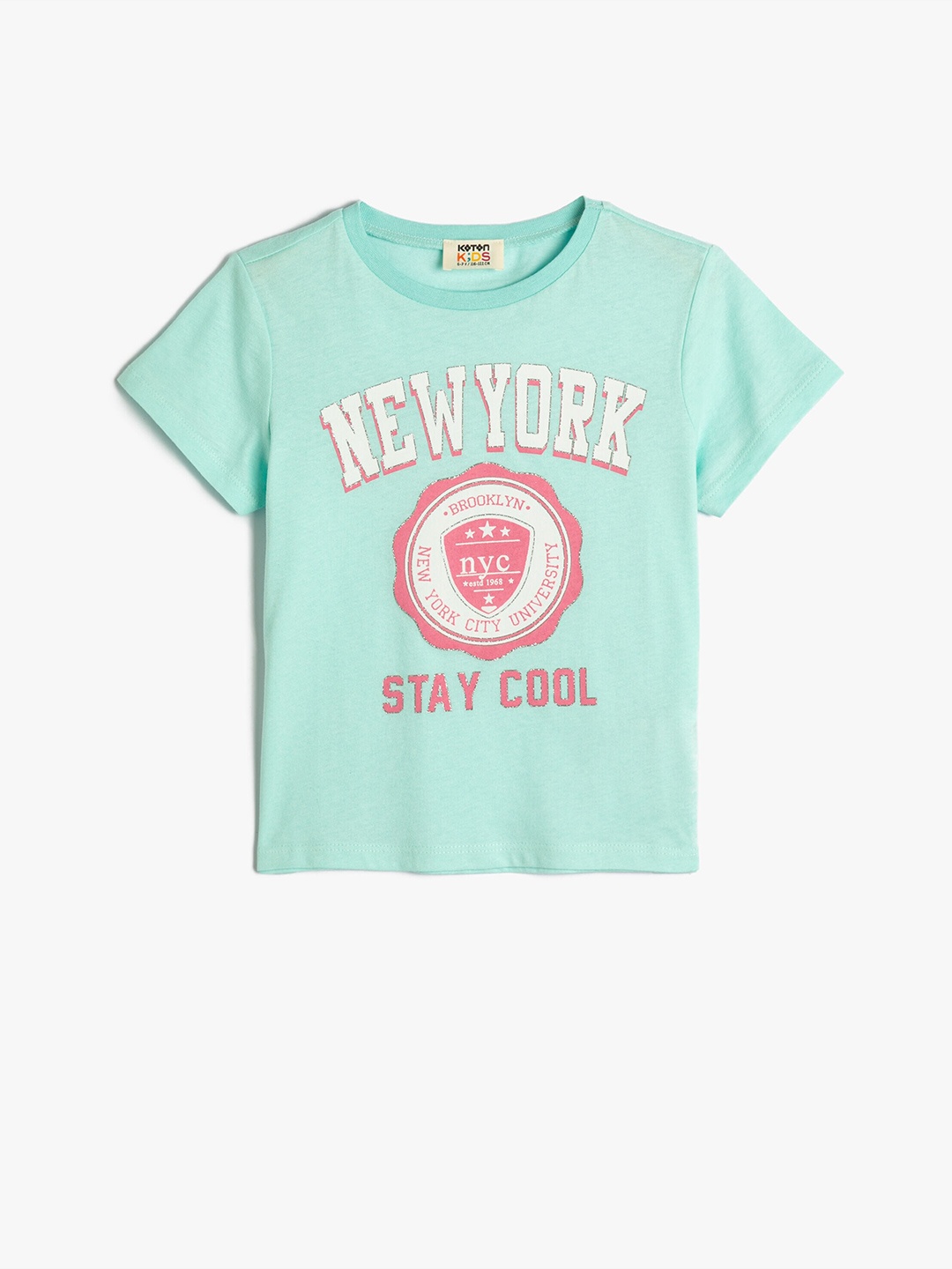 

Koton Girls Typography Printed Cotton T-shirt, Blue