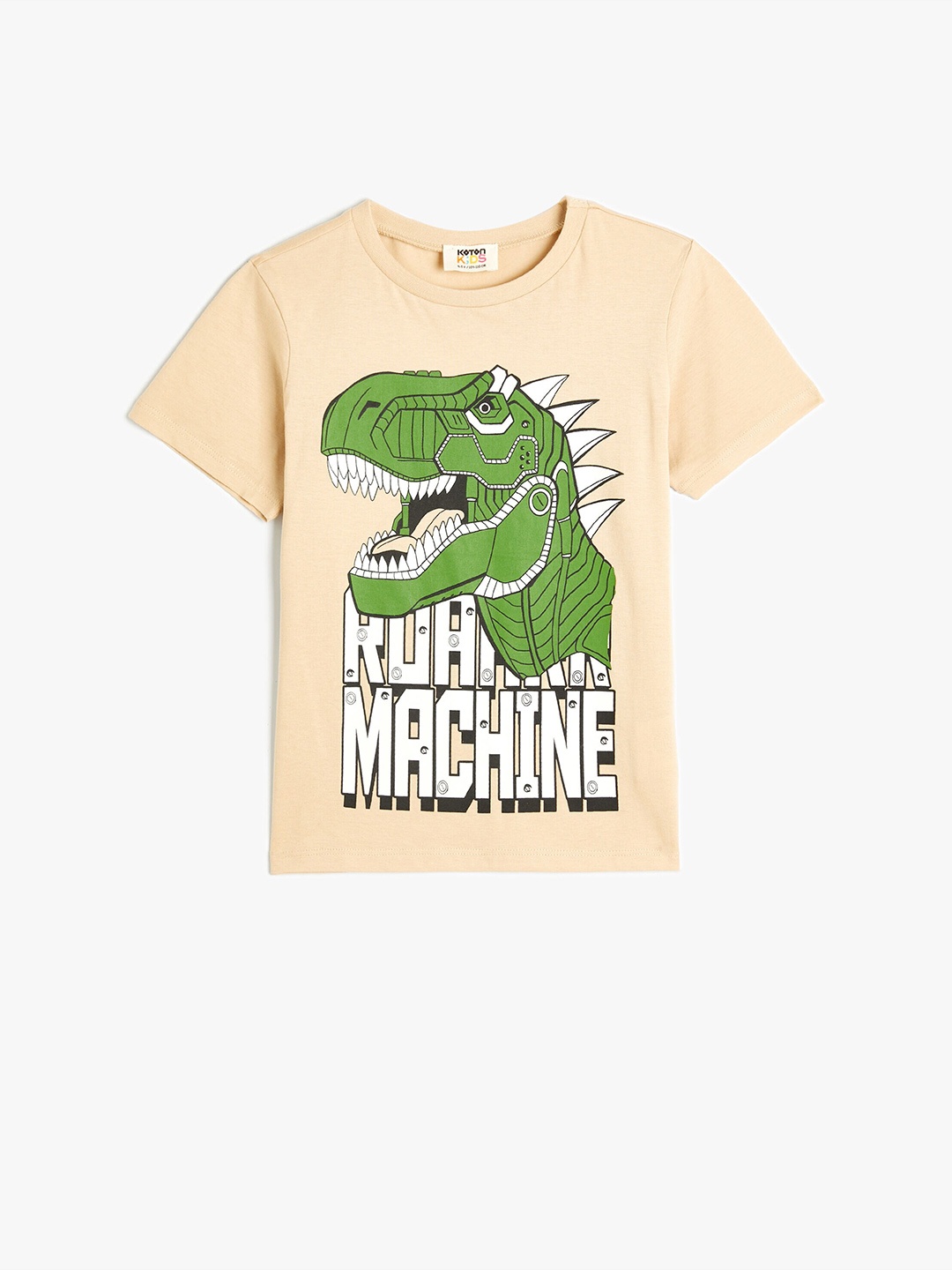 

Koton Boys Graphic Printed Round Neck Short Sleeves Cotton T-shirt, Beige