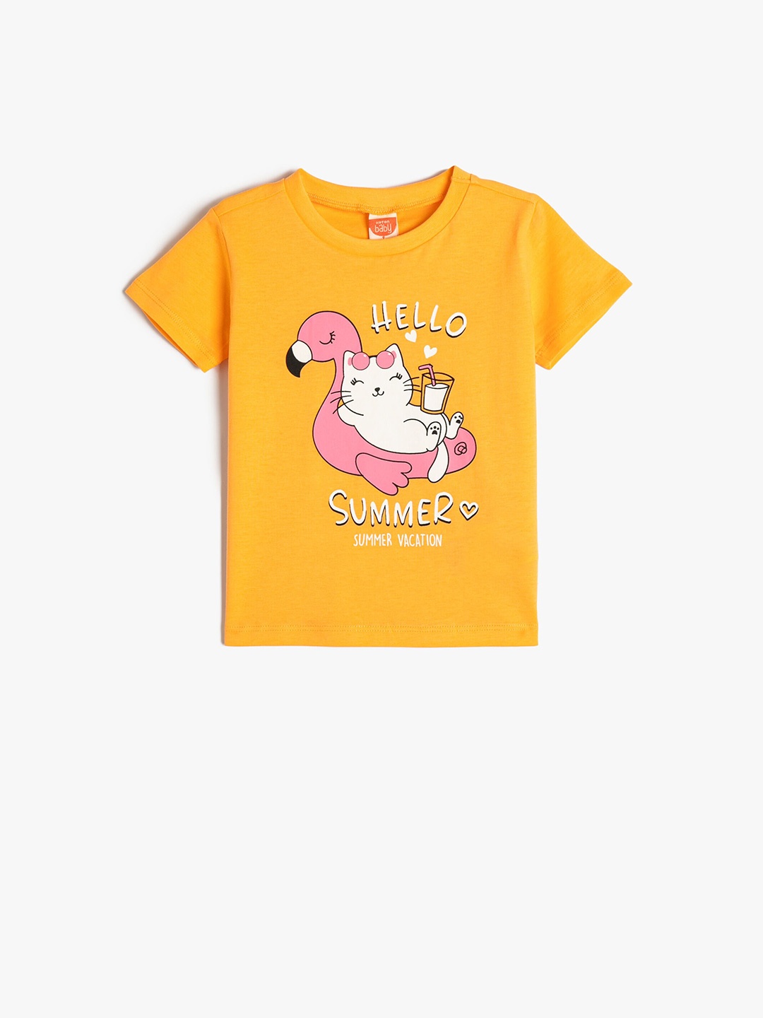 

Koton Girls Graphic Printed Pure Cotton T-shirt, Orange