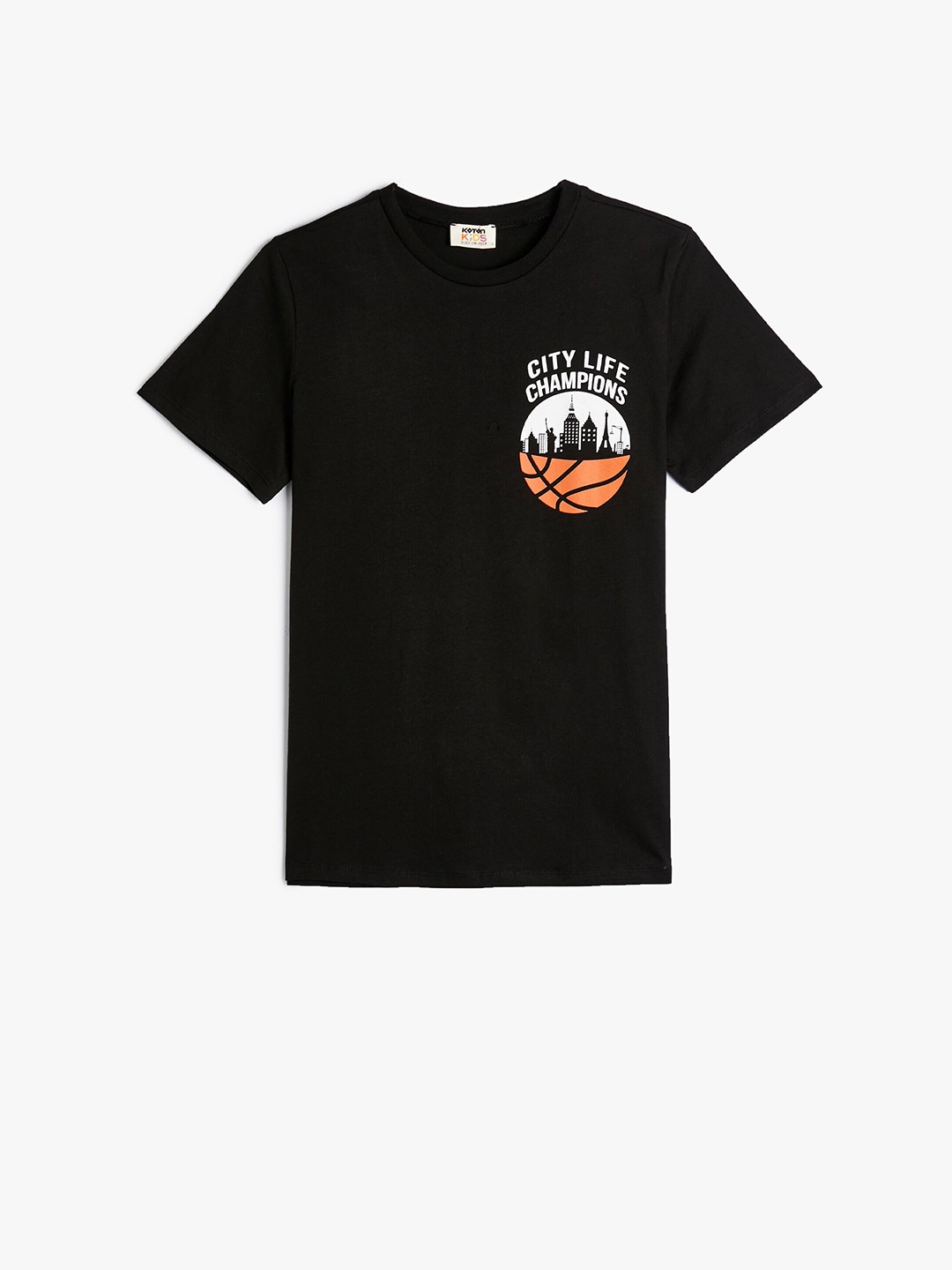 

Koton Boys Graphic Printed Pure Cotton T-shirt, Black
