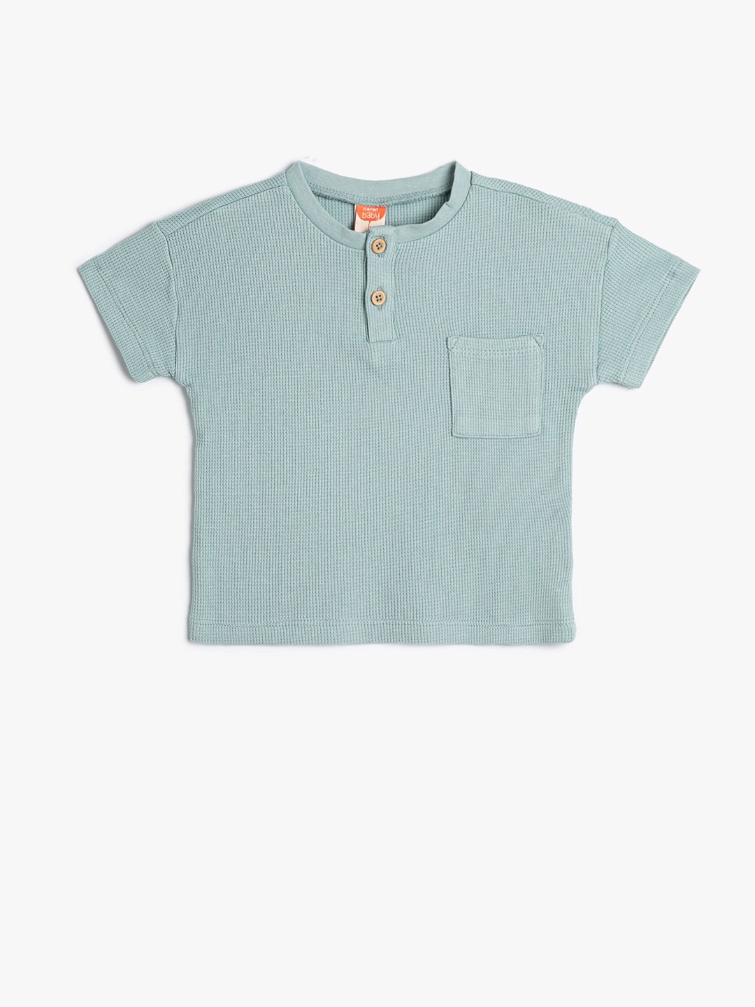 

Koton Boys Henley Neck Pure Cotton T-shirt, Green