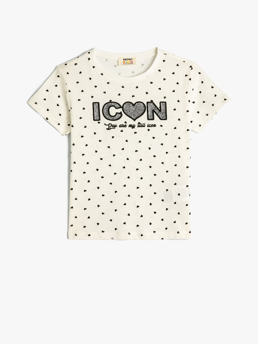 

Koton Girls Conversational Printed Pure Cotton T-shirt, Off white