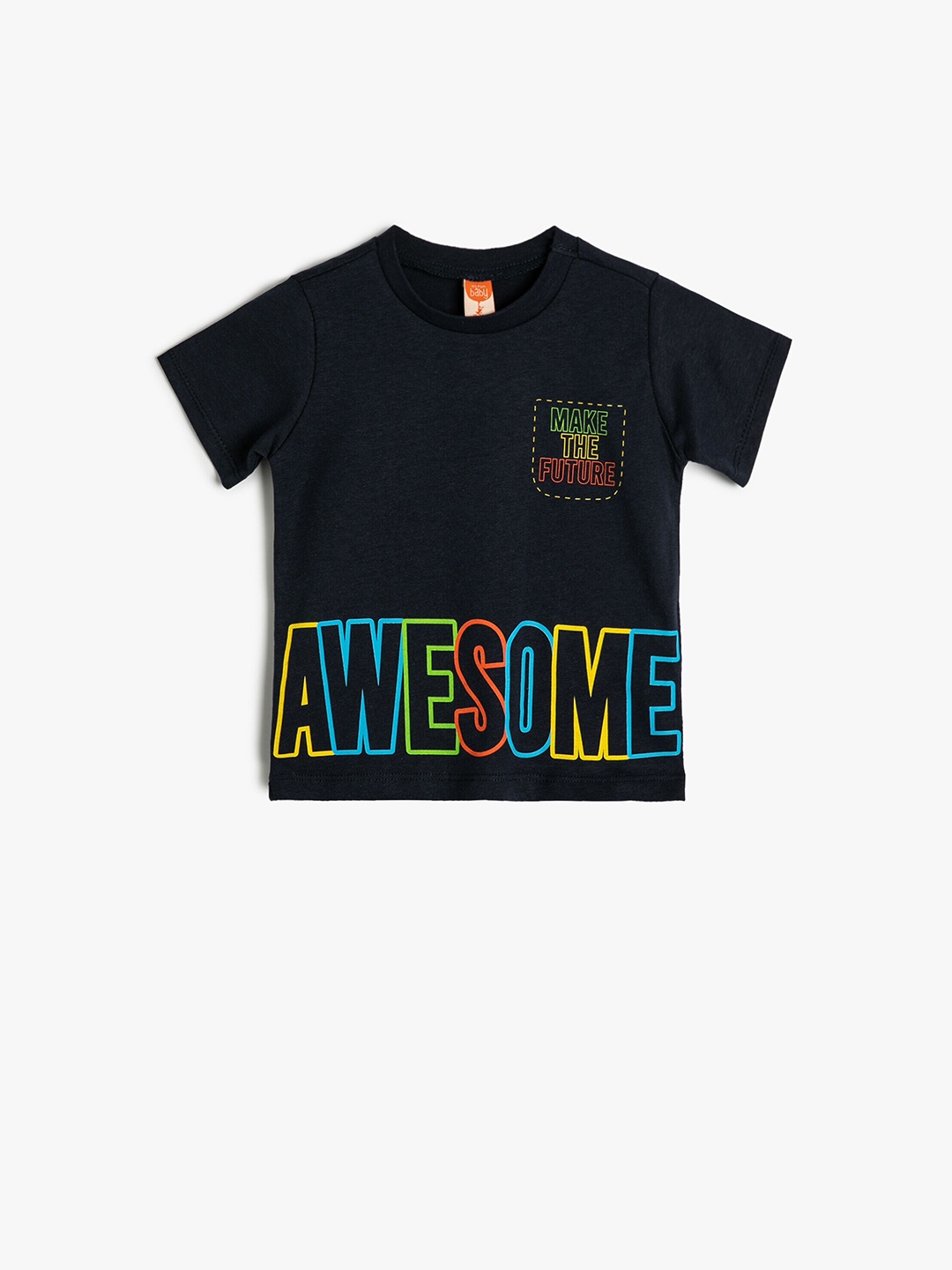 

Koton Boys Typography Printed Cotton T-shirt, Navy blue