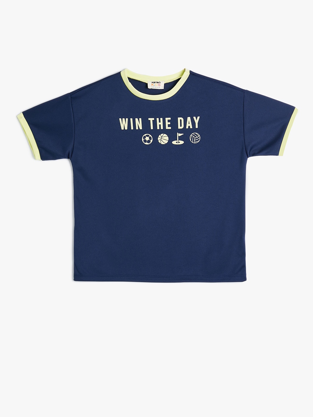 

Koton Boys Typography Printed T-shirt, Navy blue