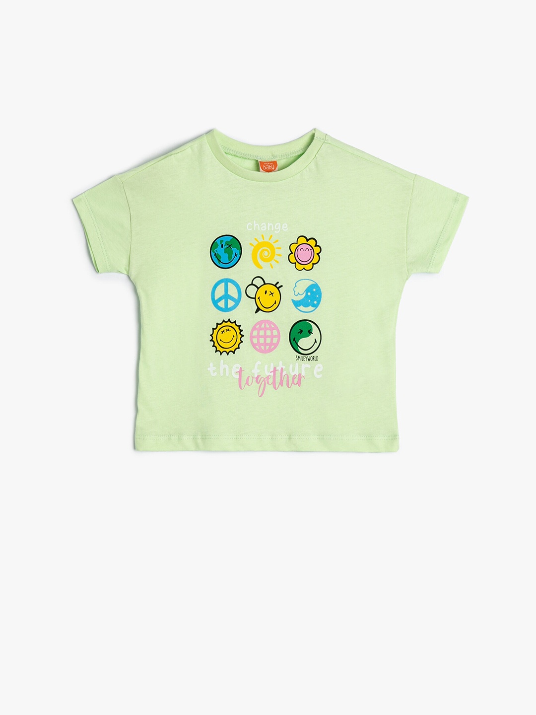 

Koton Girls Graphic Printed Pure Cotton T-shirt, Green