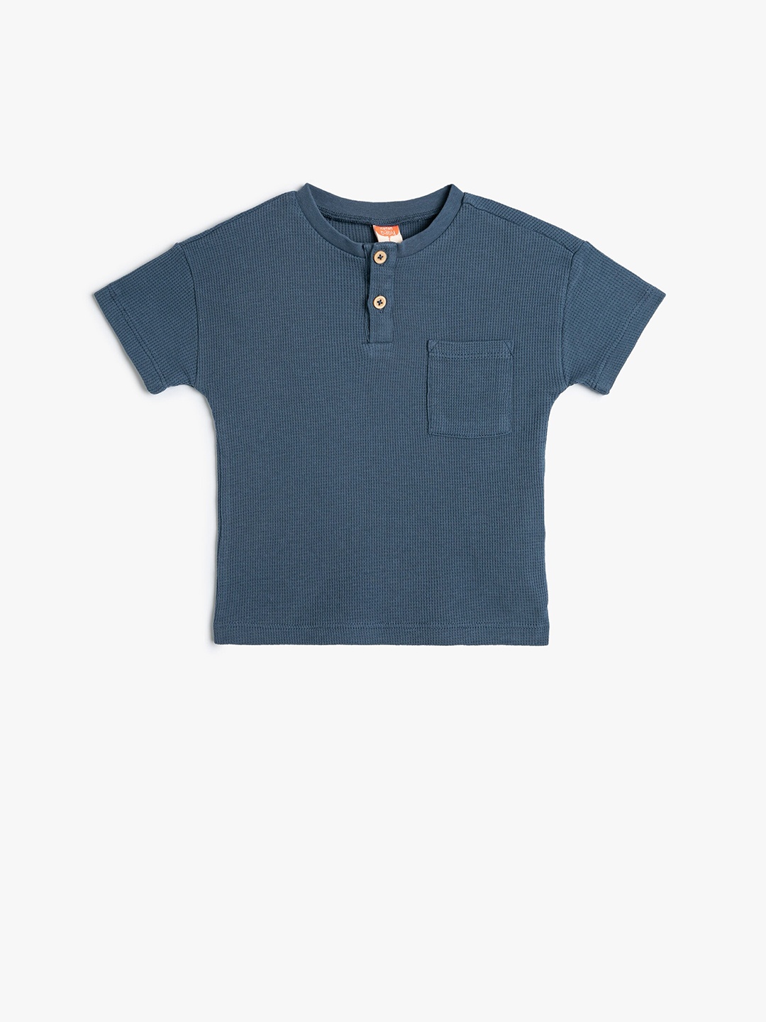 

Koton Boys Henley Neck Pockets Pure Cotton T-shirt, Navy blue