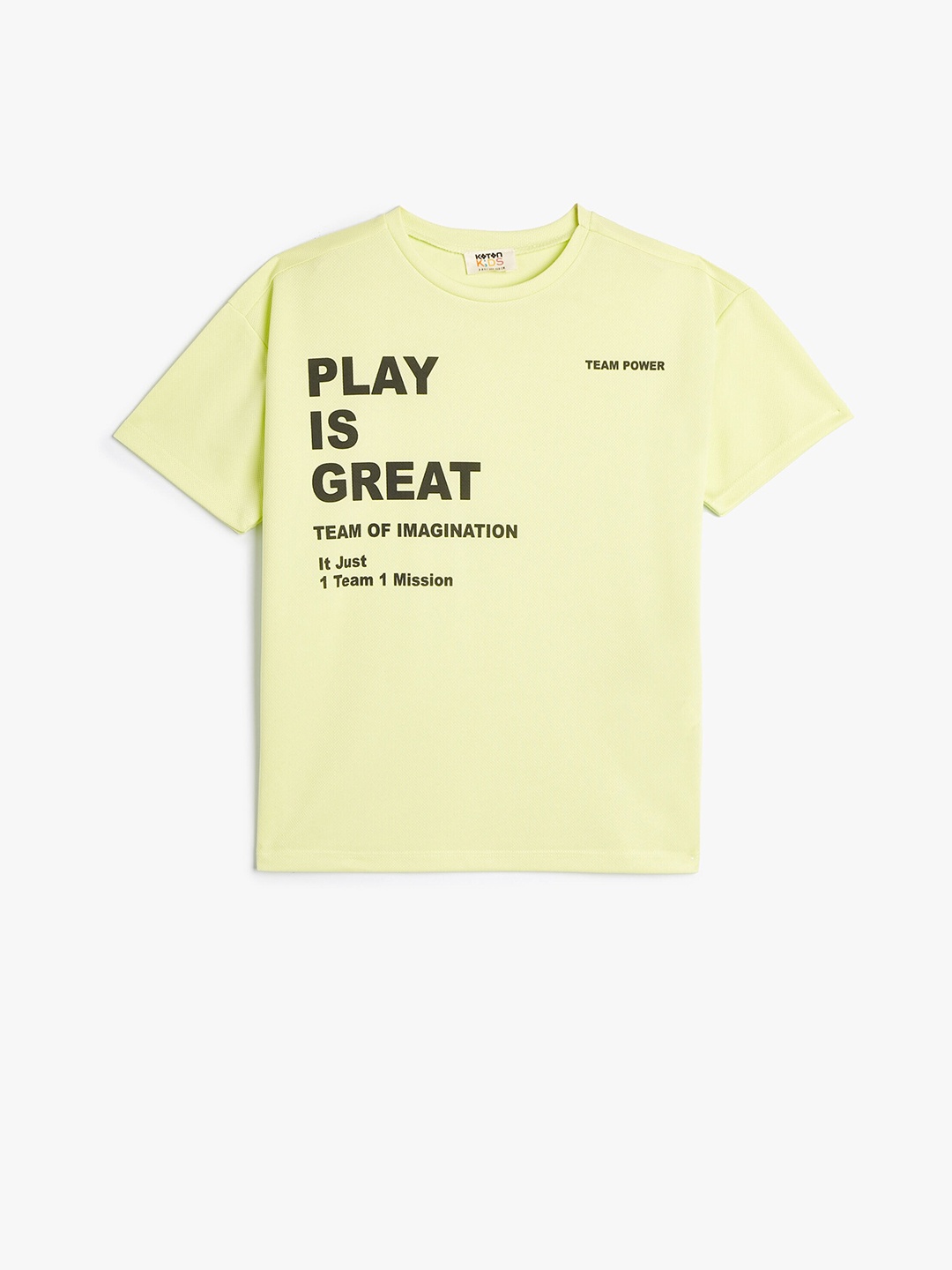 Koton Boys Typography Printed Drop-Shoulder Sleeves Casual T-shirt, Yellow