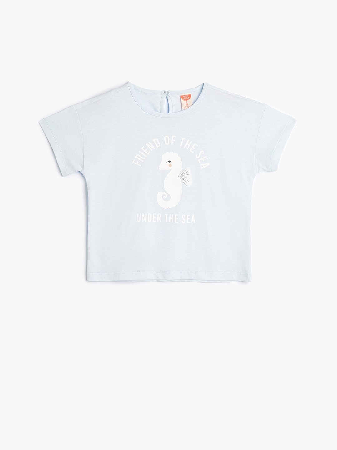 

Koton Girls Typography Printed Pure Cotton T-shirt, Blue