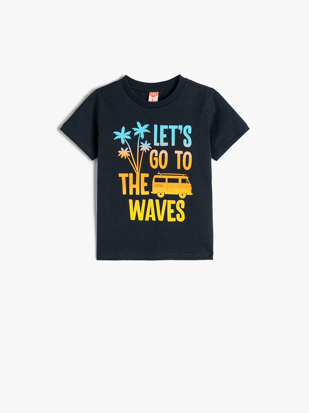 

Koton Boys Typography Printed Cotton Round Neck Short Sleeves Applique Casual T-shirt, Blue