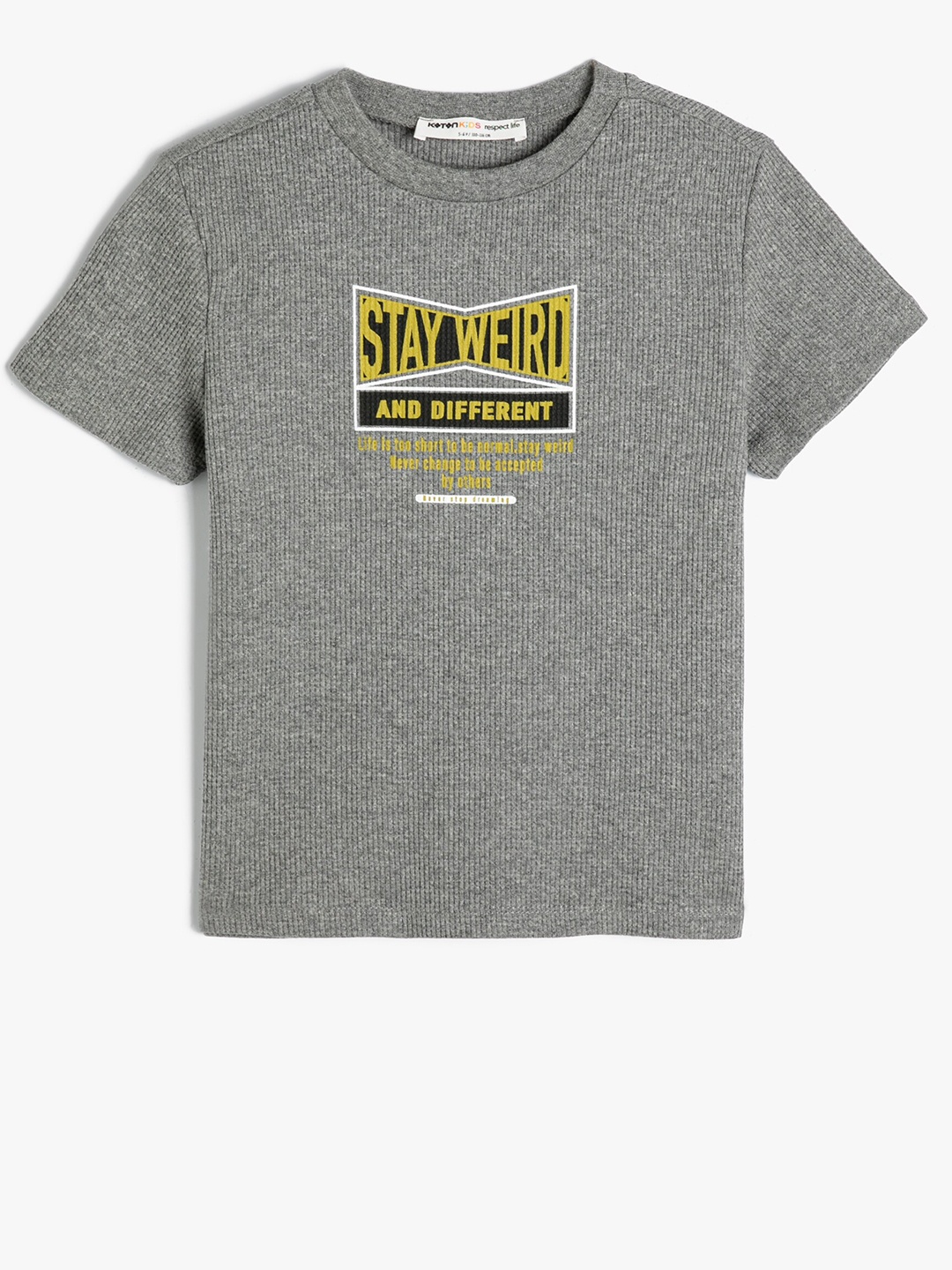 Koton Boys Typography Printed Regular Fit T-shirt, Grey