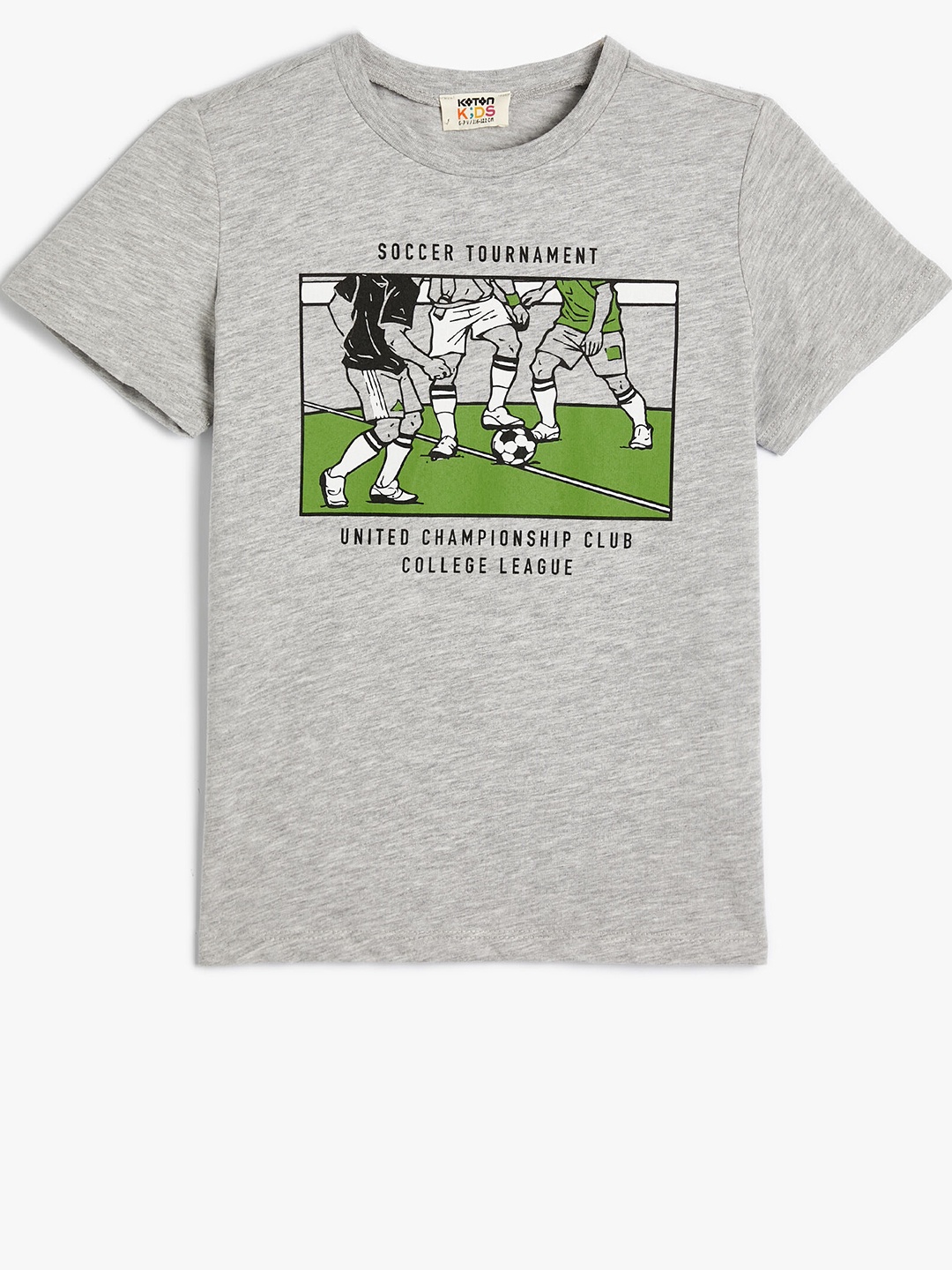 Koton Boys Graphic Printed Regular Fit T-shirt, Grey