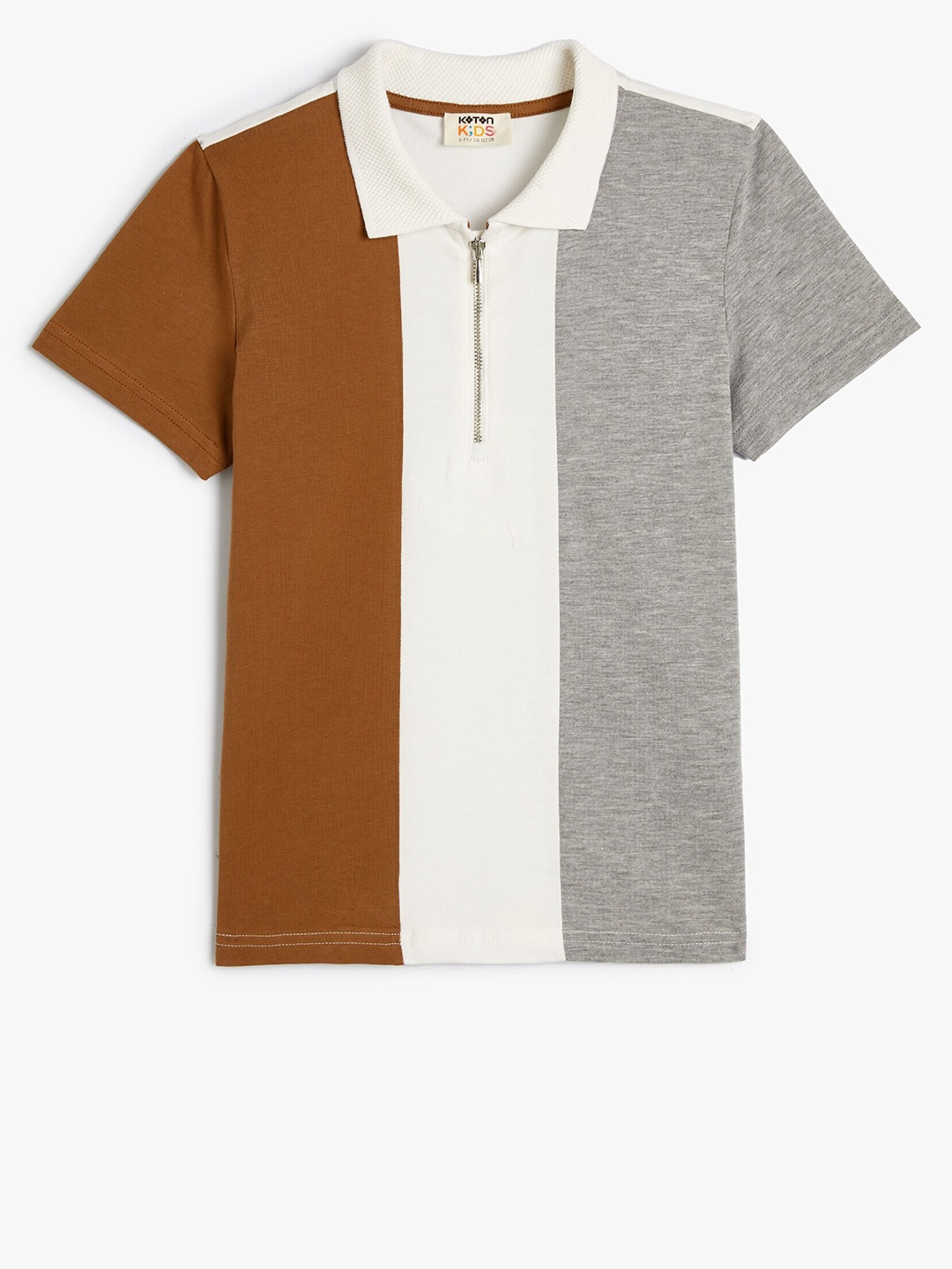 

Koton Boys Colourblocked Polo Collar Pure Cotton T-Shirt, White