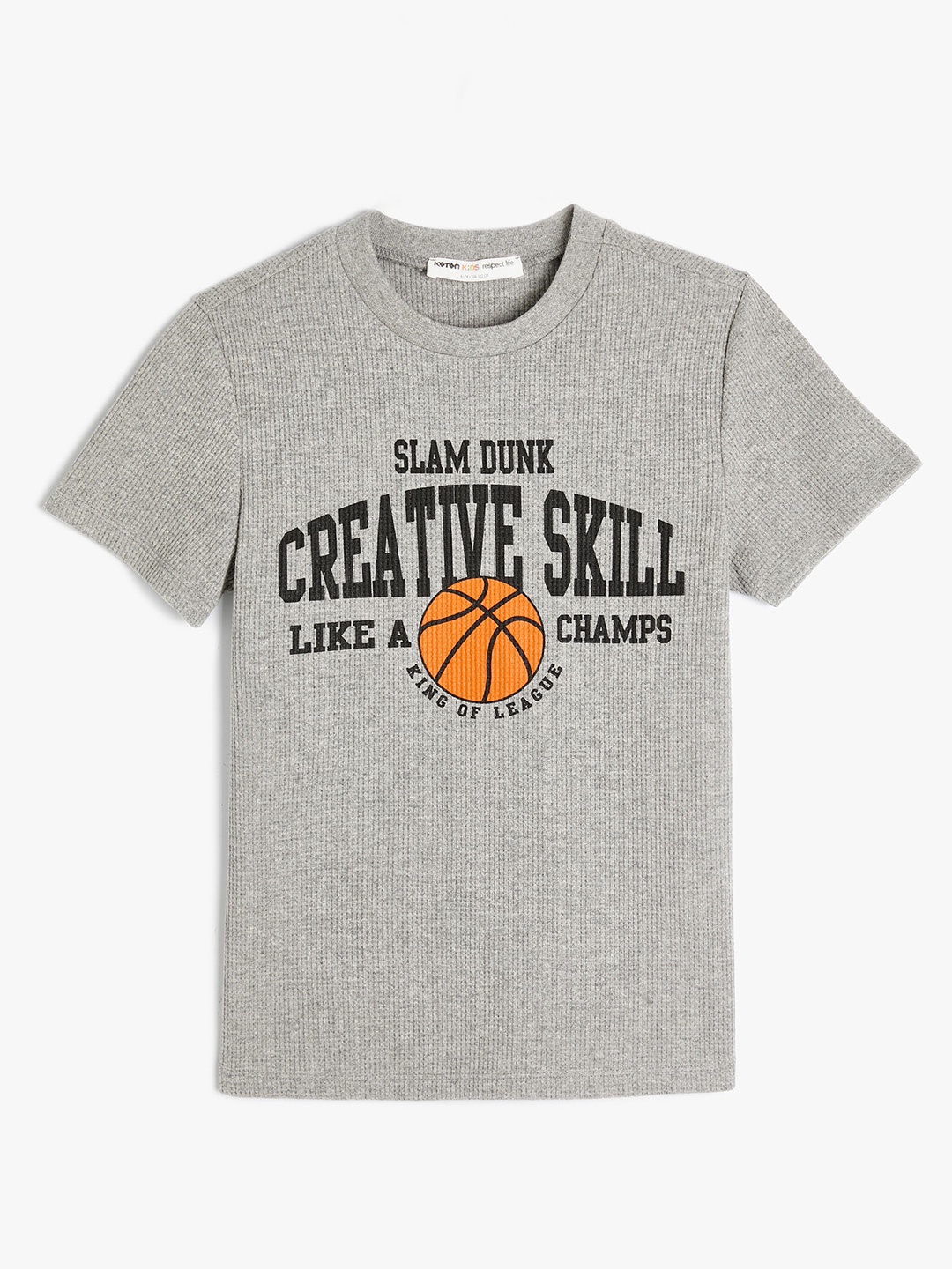 

Koton Boys Typography Printed Casual T-shirt, Grey