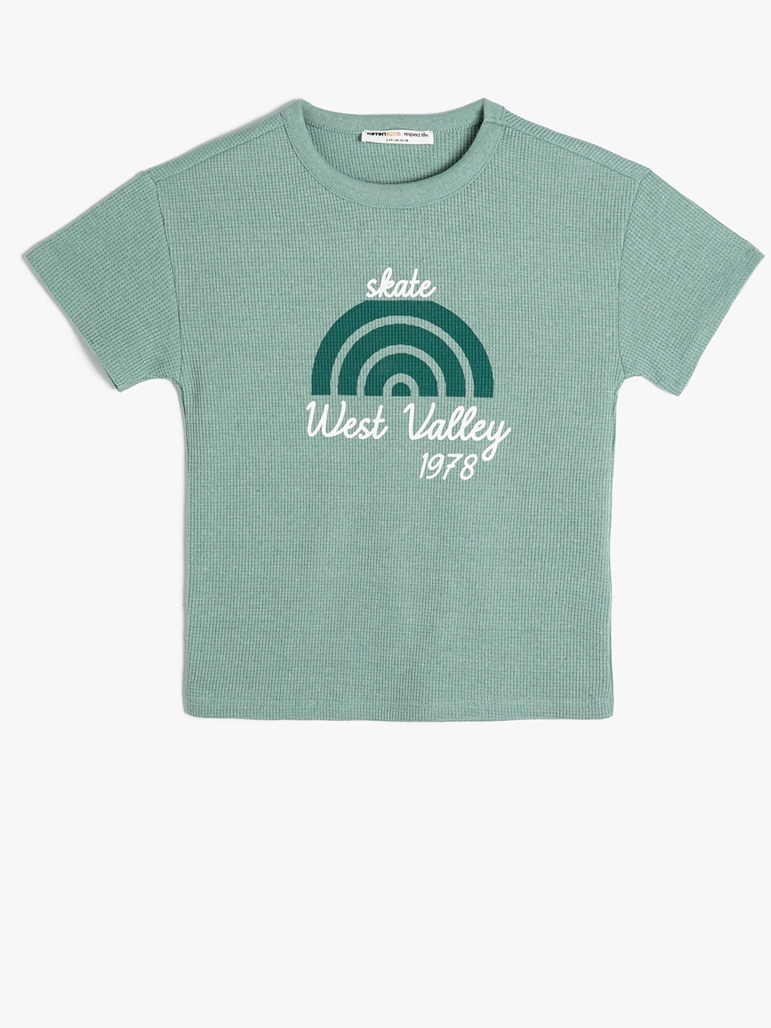 Koton Boys Graphic Printed Round Neck T-shirt, Green