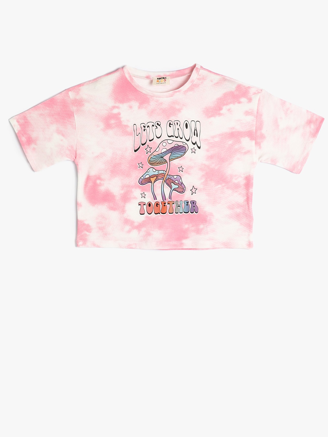 

Koton Girls Tie and Dye Oversized Pure Cotton T-shirt, Pink