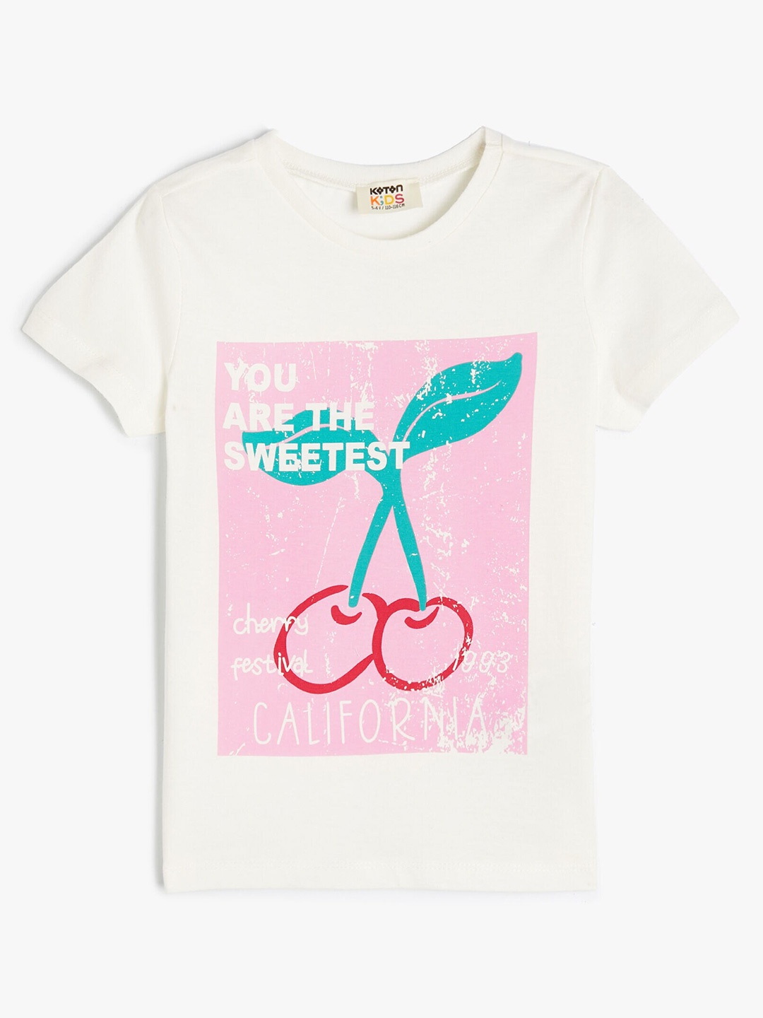 

Koton Girls Graphic Printed Cotton T-shirt, Beige