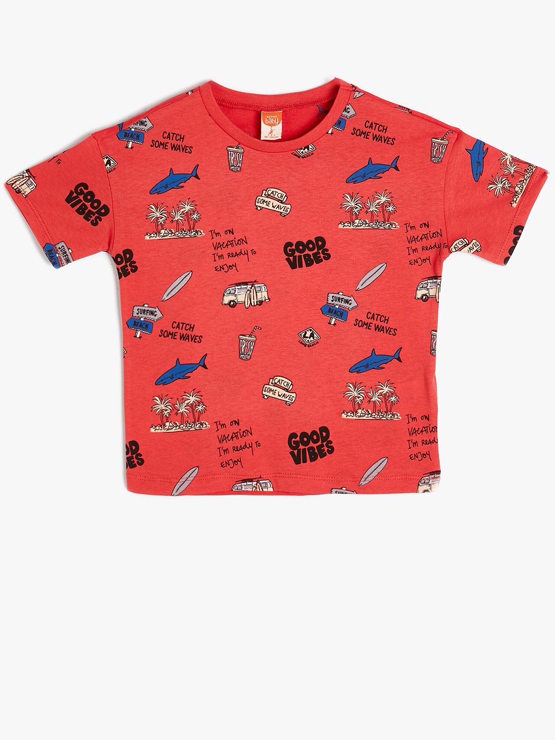 

Koton Boys Conversational Printed Cotton T-shirt, Red