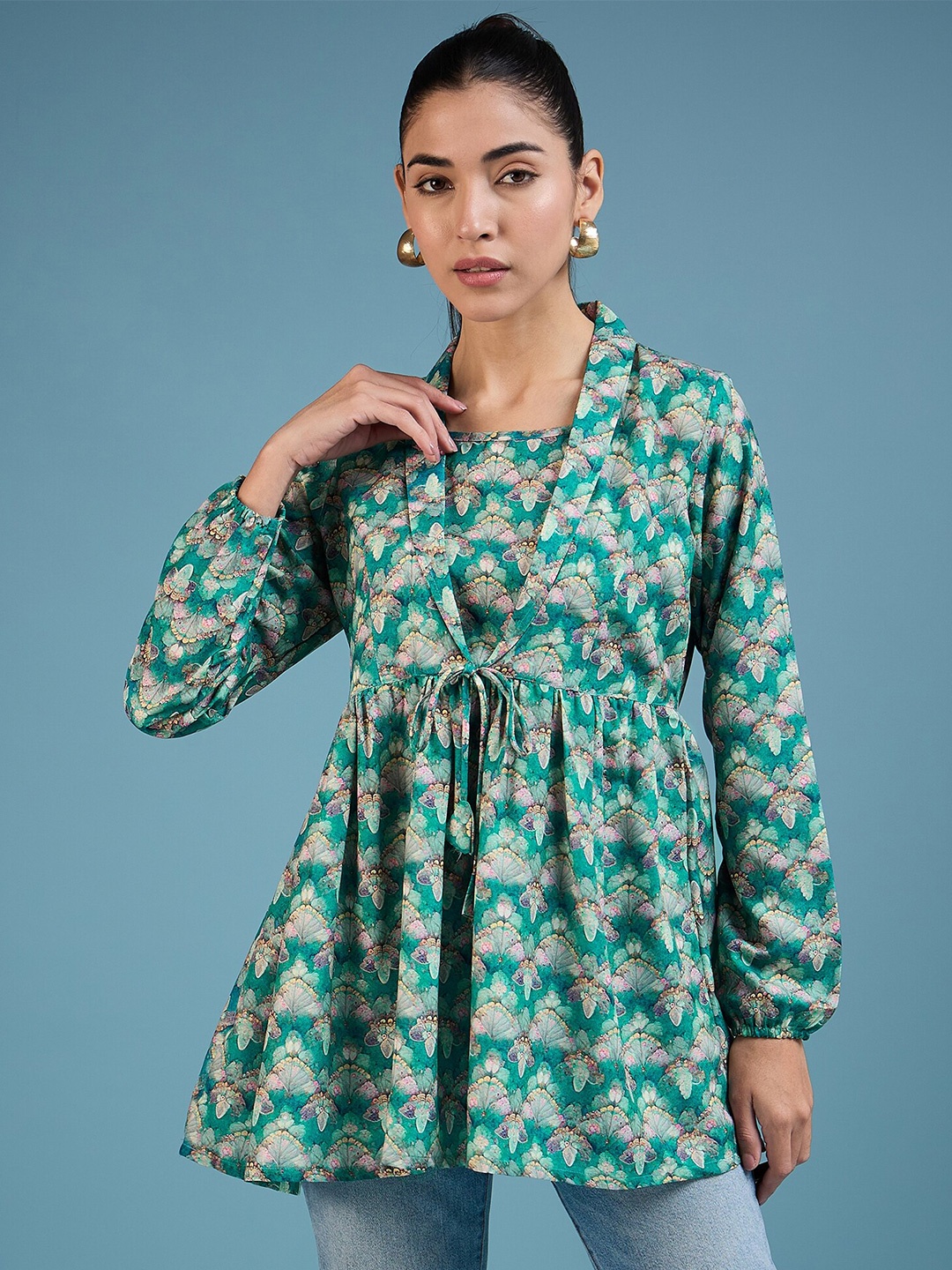 

DressBerry Geometric Printed Empire Top, Teal