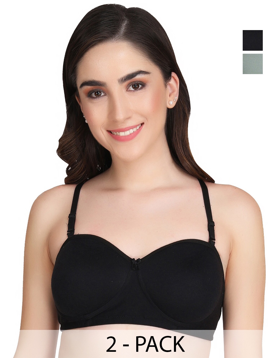 

Liigne Pack Of 2 Full Coverage Lightly Padded Everyday Bras With All Day Comfort, Black