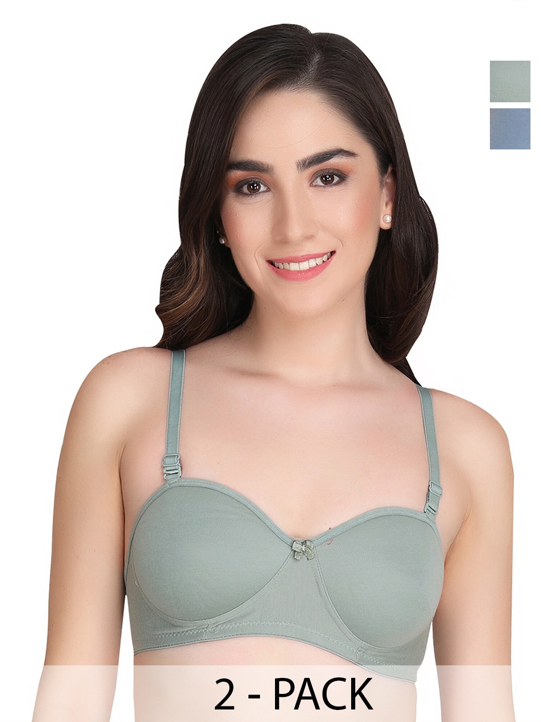 

Liigne Pack Of 2 Full Coverage Padded Everyday Bras With All Day Comfort, Green