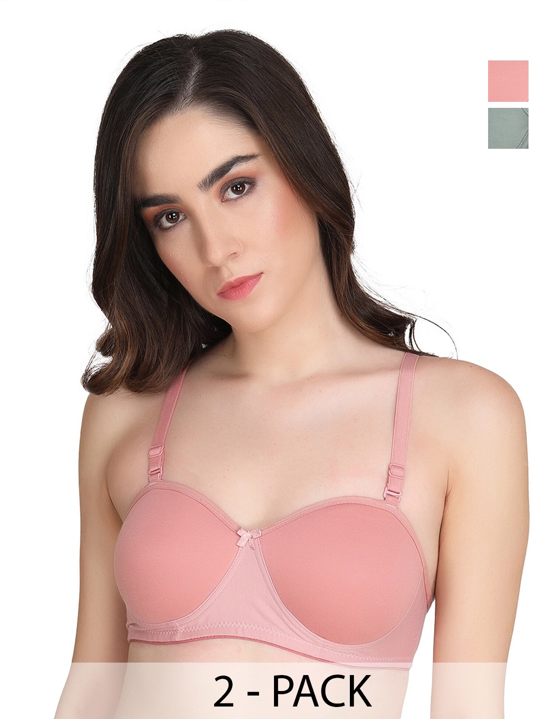 

Liigne Pack Of 2 Full Coverage Lightly Padded Everyday Bras With All Day Comfort, Pink