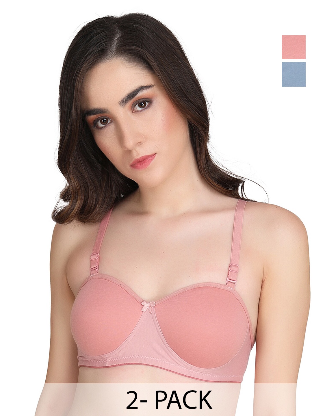 

Liigne Pack Of 2 Full Coverage Padded Everyday Bras With All Day Comfort, Peach