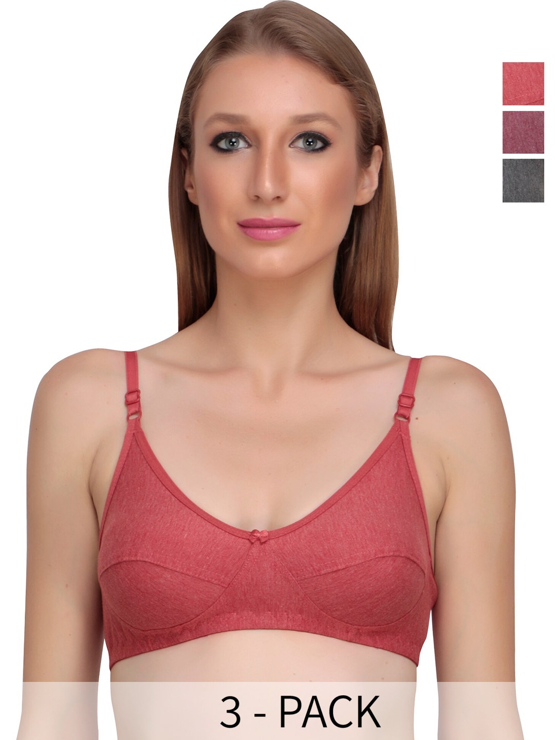 

Liigne Pack Of 3 Full Coverage Non Padded Cut And Sew T-shirt Bra With All Day Comfort, Purple