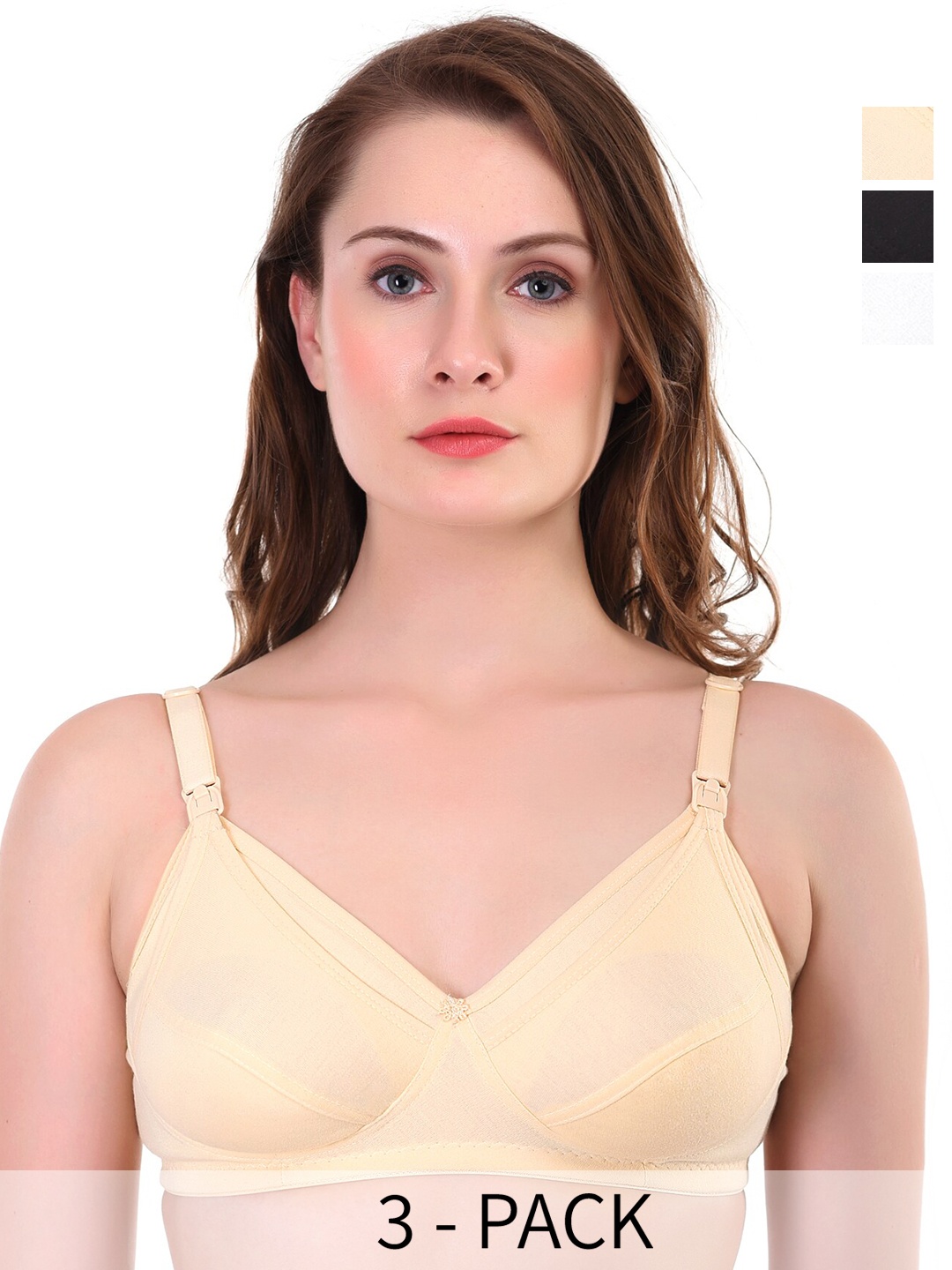 

Liigne Pack Of 3 Full Coverage Lightly Padded Maternity Bras With All Day Comfort, White