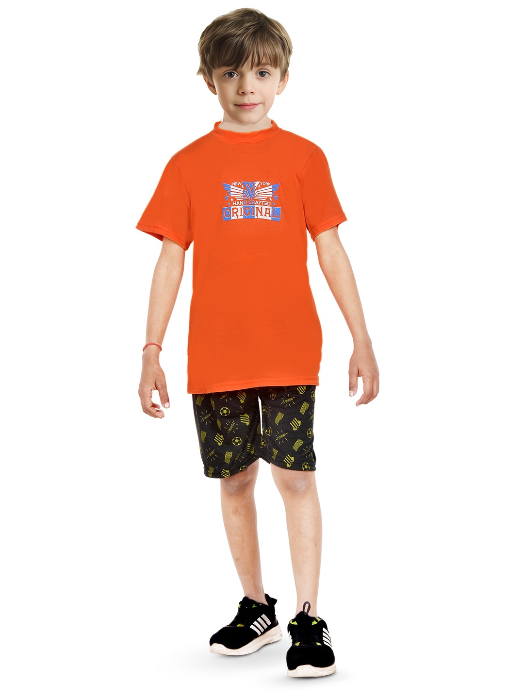 

BAESD Boys Printed T-shirt with Shorts, Orange