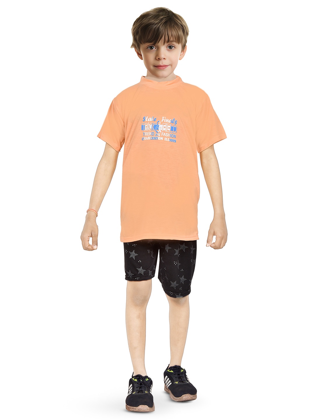

BAESD Boys Printed T-shirt with Shorts, Peach