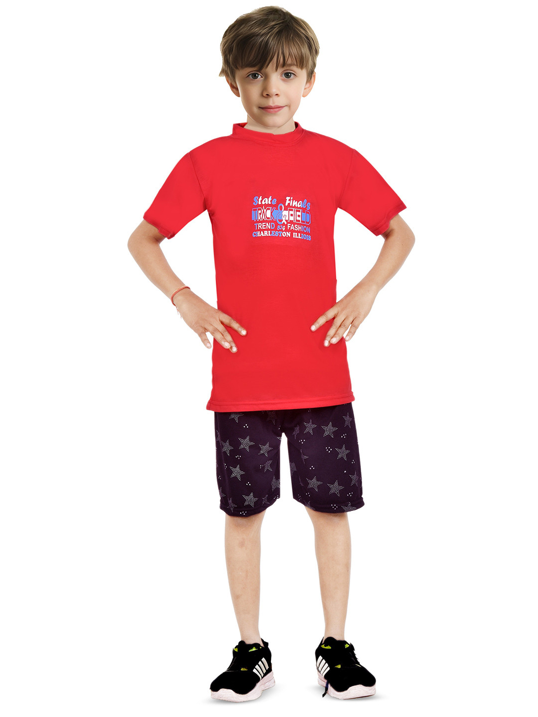 

BAESD Boys Printed T-shirt with Shorts, Red