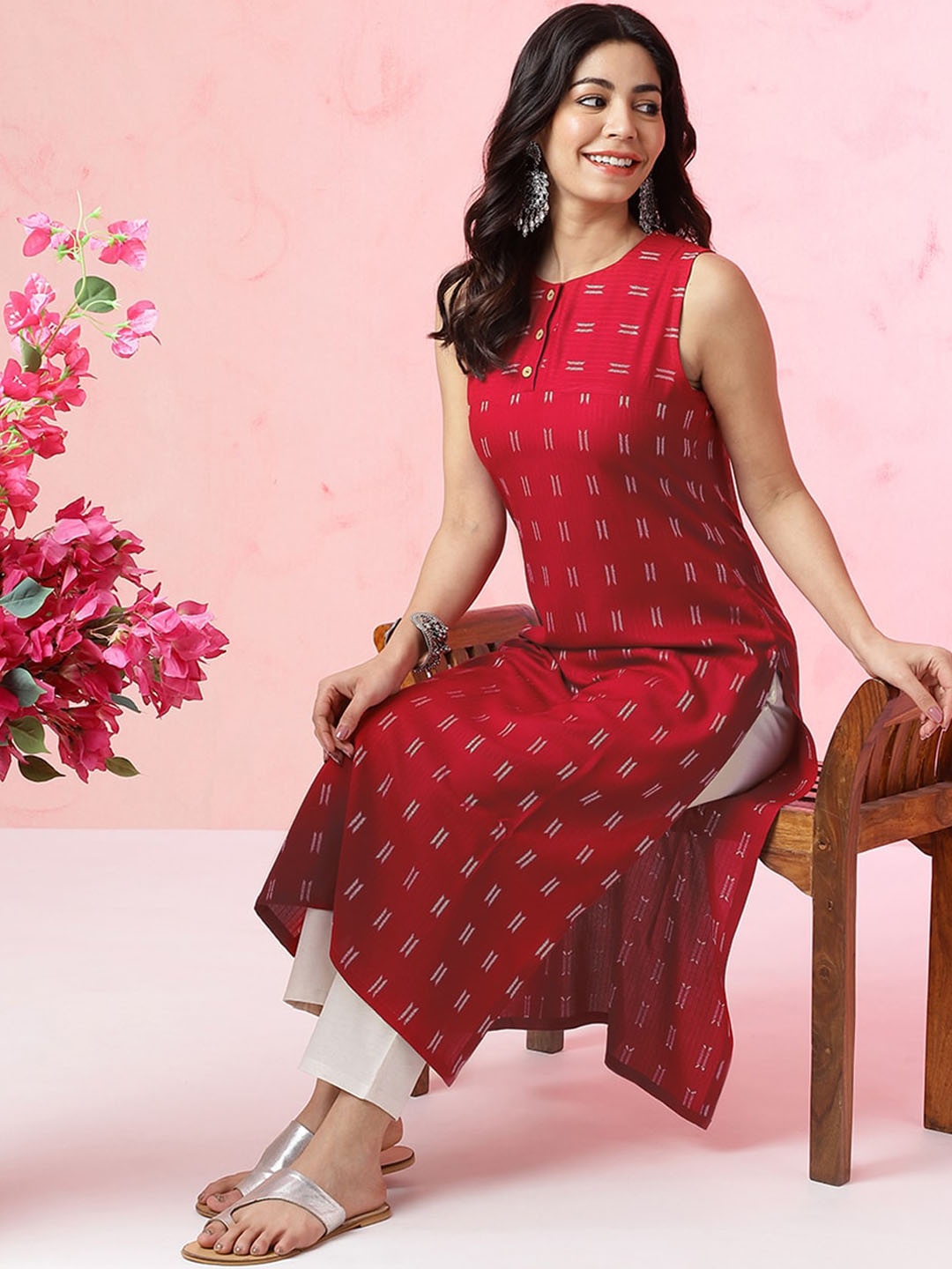 

Anouk Round Neck Kurta with Trousers, Fuchsia