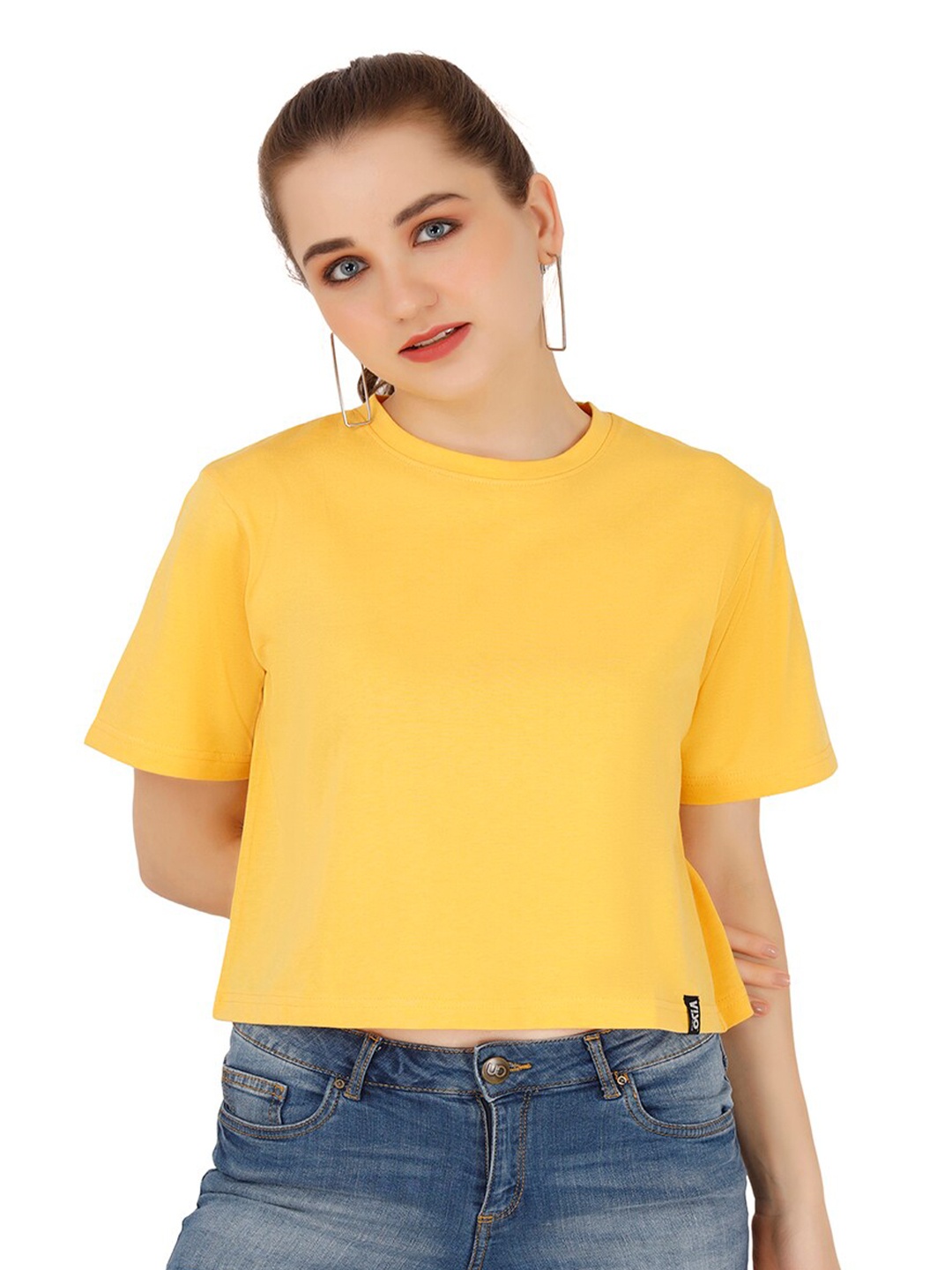 

VISO Cotton Oversized Crop T-shirt, Yellow