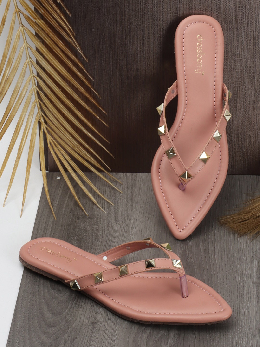 

DressBerry Pink Embellished Open Toe Flats